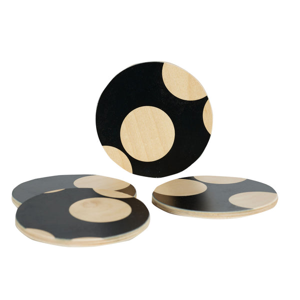 large dot coasters, set of four