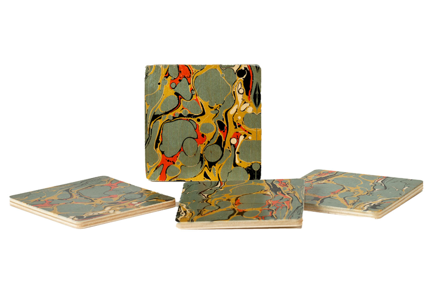 olio sage coasters, set of four