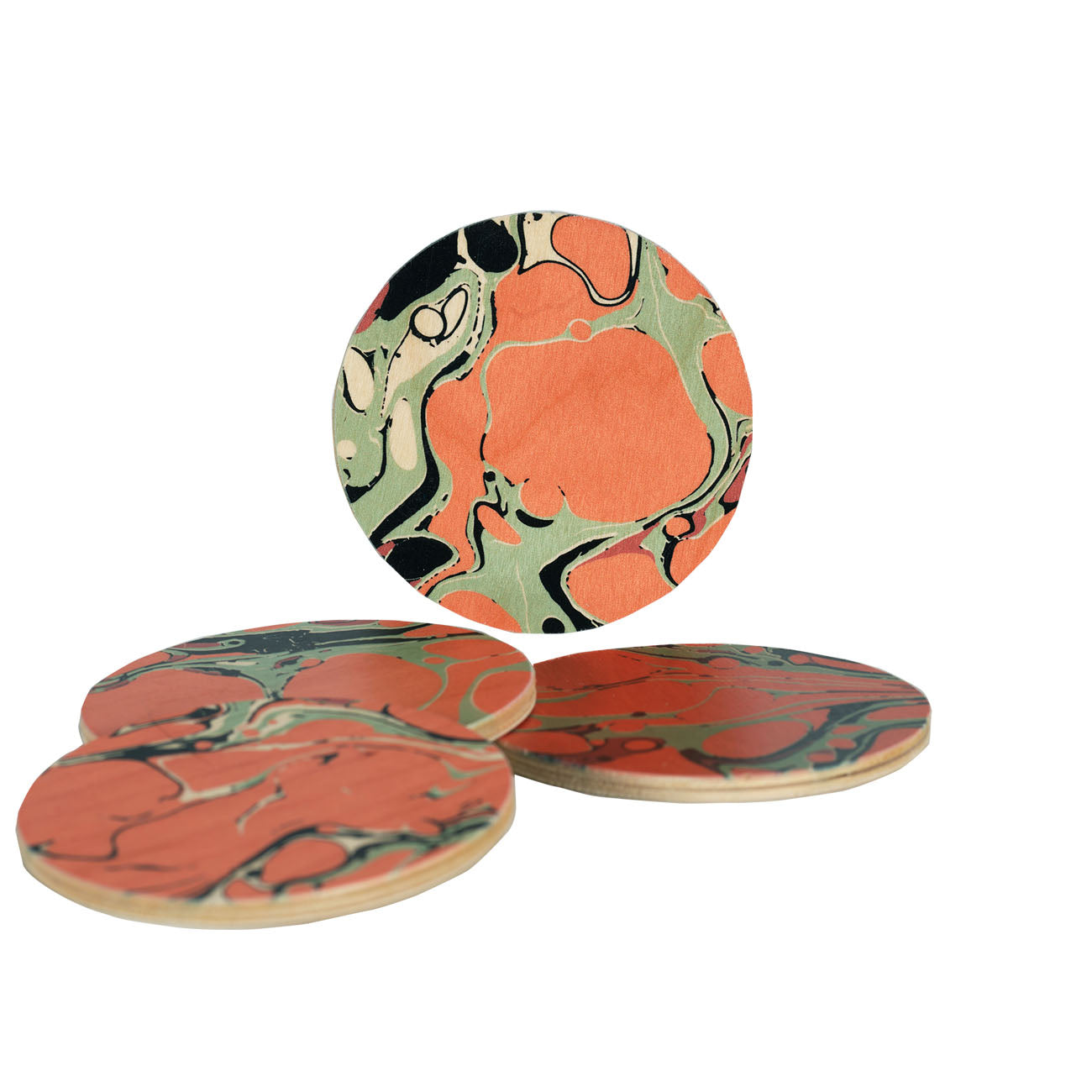 olio salmon coasters, set of four