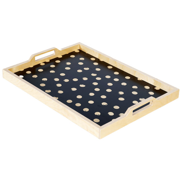 polka dot black serving tray