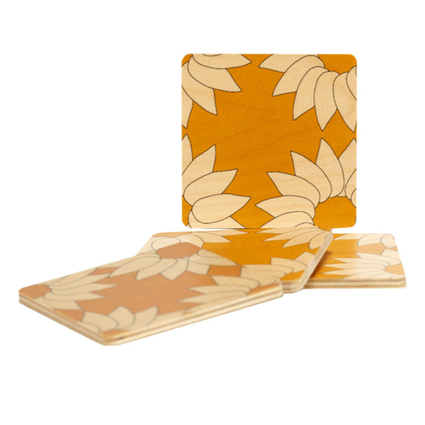 Daisy Yellow Coasters, Set of Four