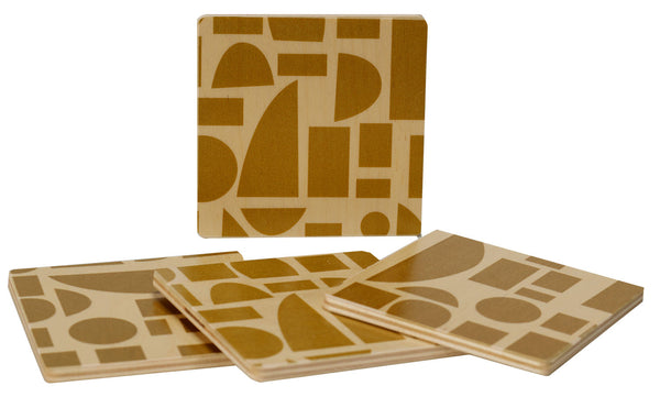 Blocks mustard coasters, set of four