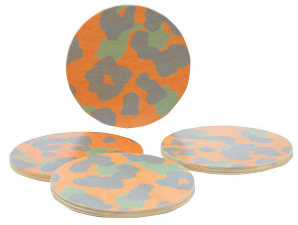 cheetah peach coasters, set of four