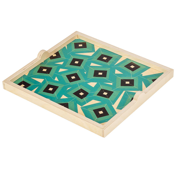 alma teal square tray