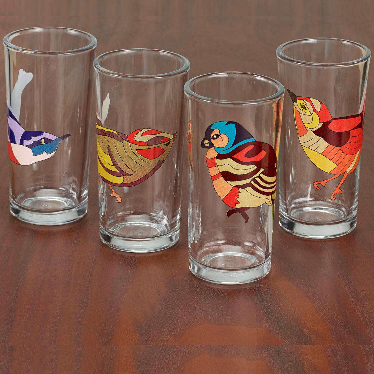bird's nest glasses, set of four