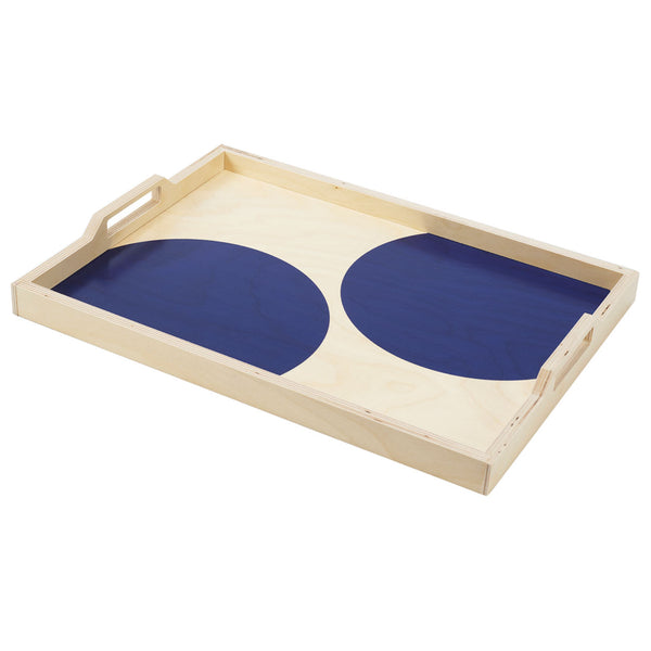 navy dot serving tray