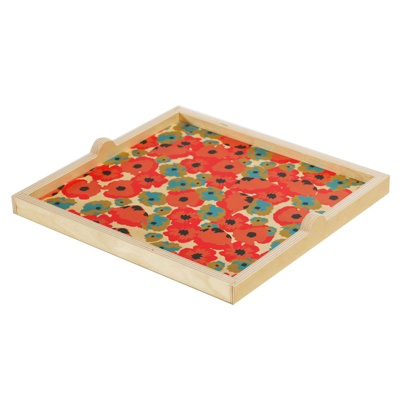 poppy red square tray