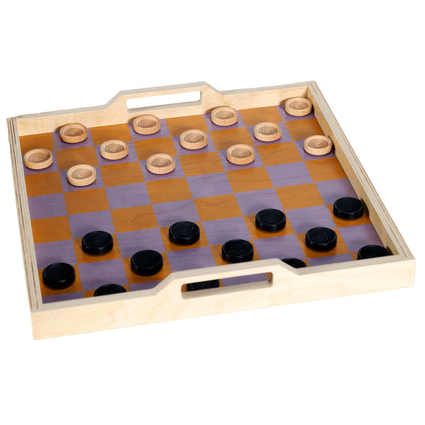 checker serving tray- lilac/mustard