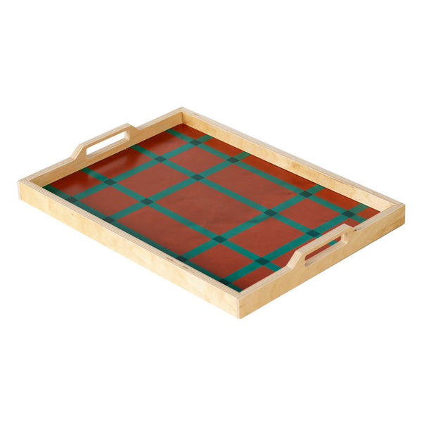 grid brown serving tray