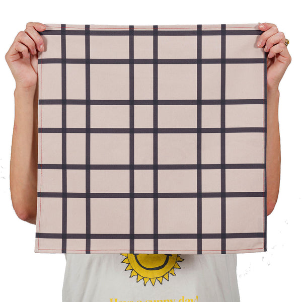 grid grey 100% cotton napkins, set of two