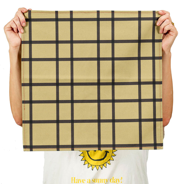 grid olive 100% cotton napkins, set of two