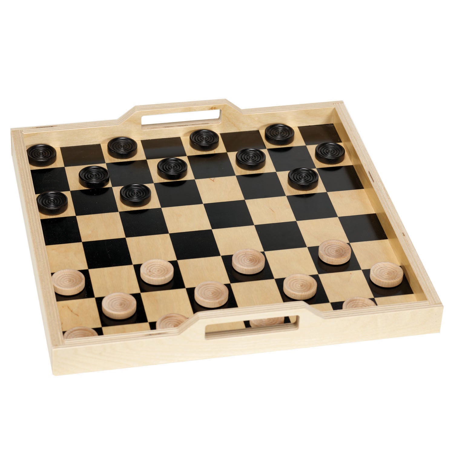 Checker Serving Tray Game Set- Black