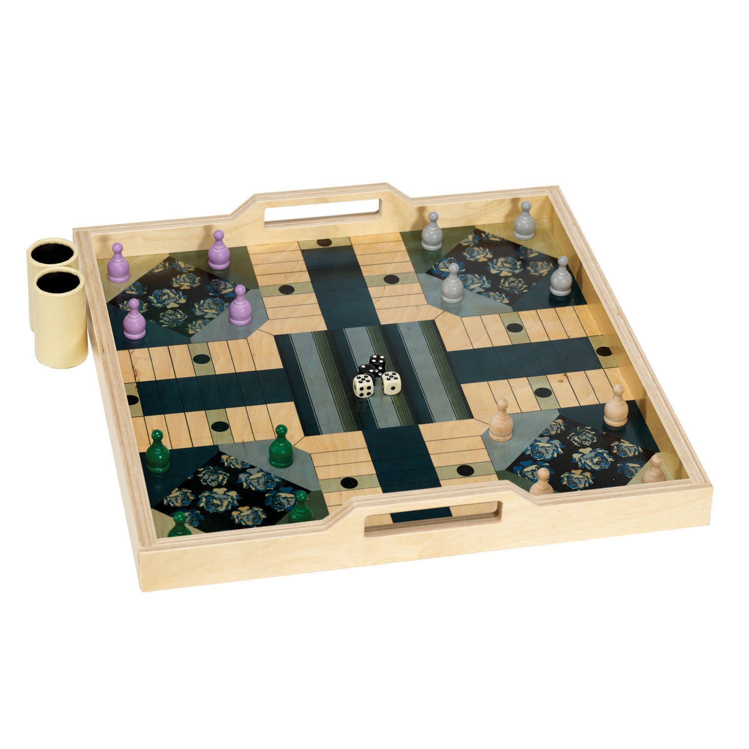 Parcheesi Serving Tray Game Set - Teal