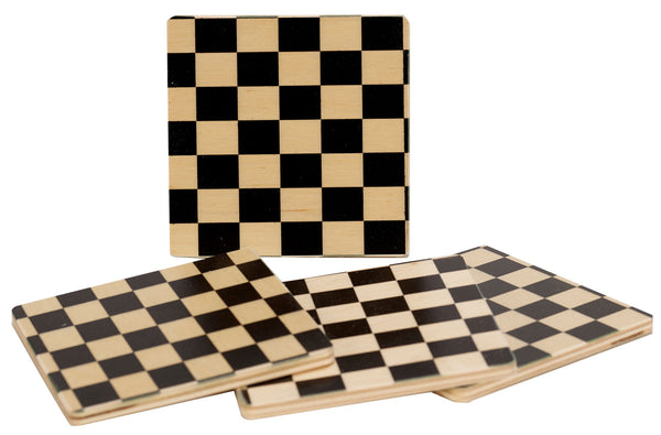 Checker black coasters, set of four