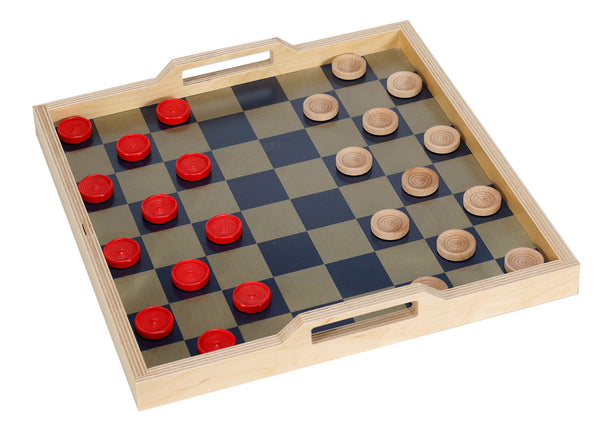 Checker Serving Tray Game Set- Black | wolfum