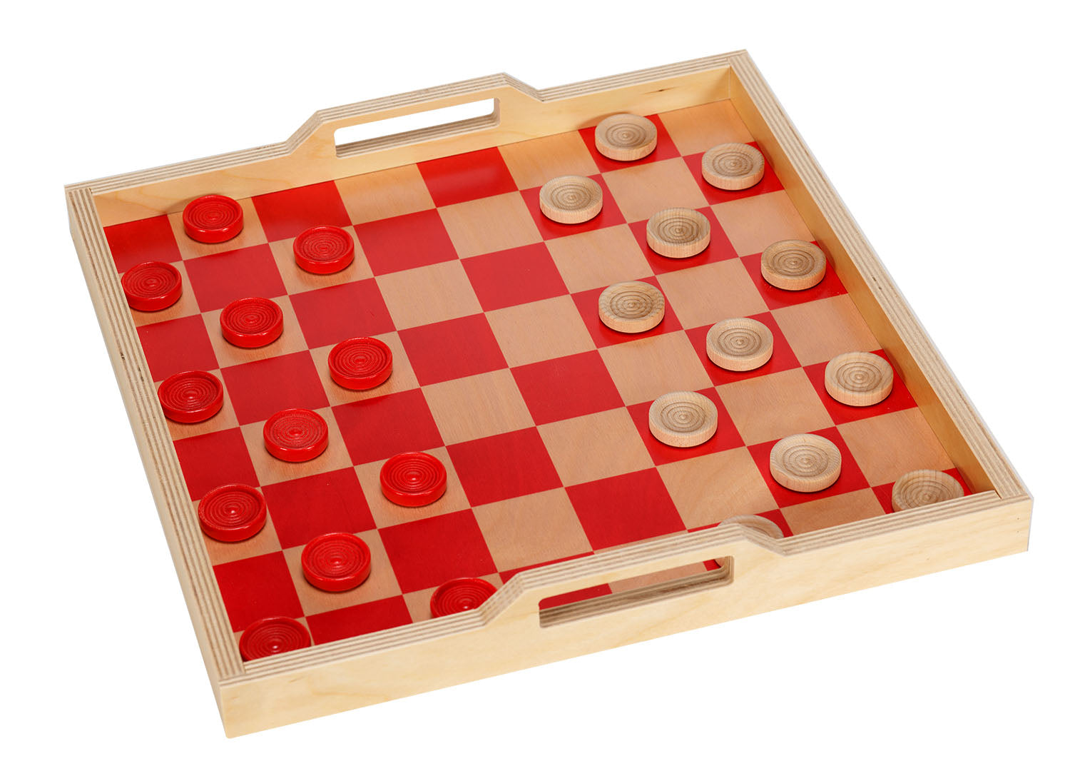 Checker serving tray game set- tray pink/red