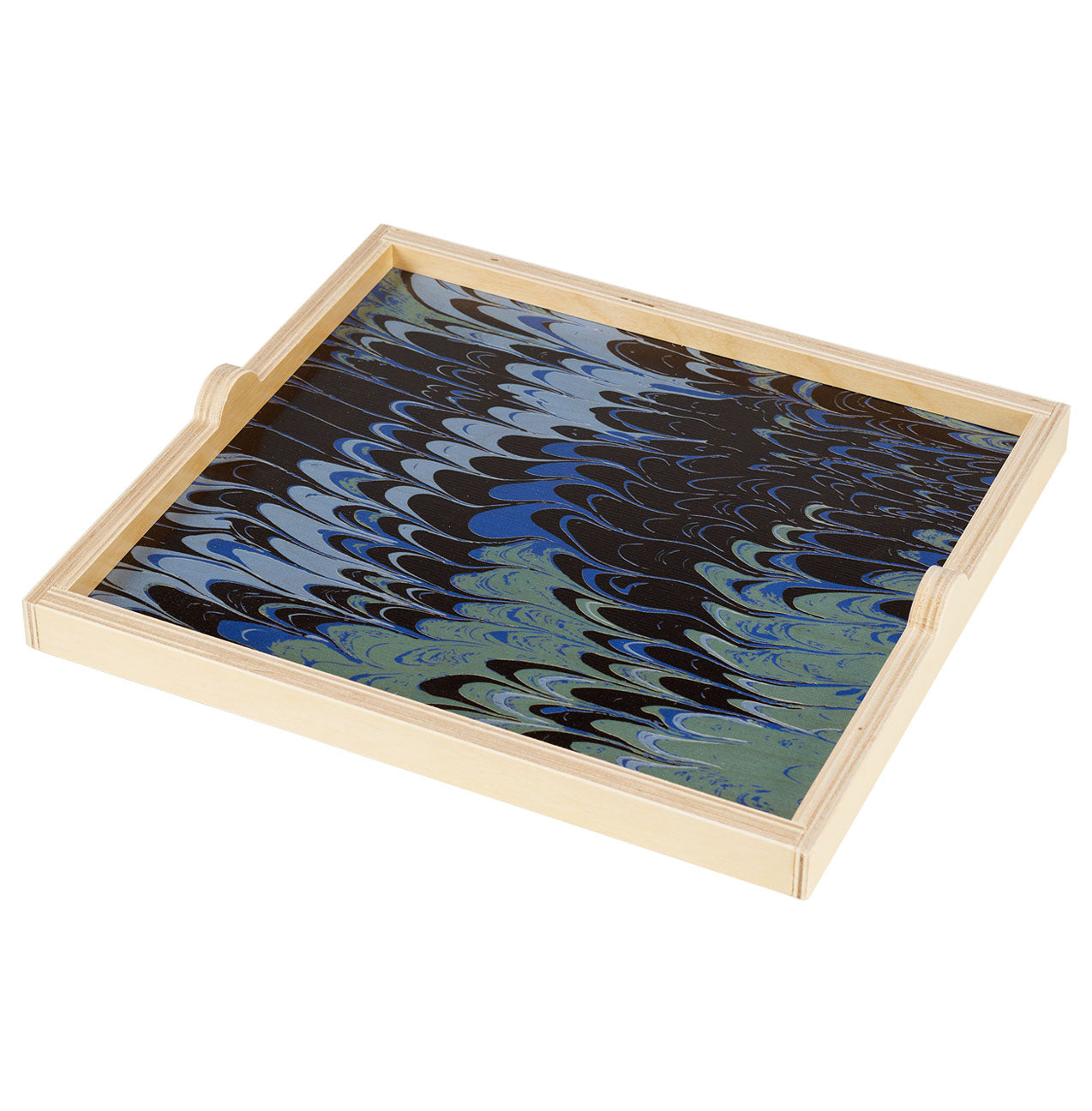 blue marble square tray