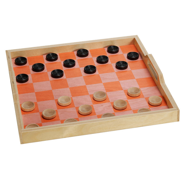 Checker Serving Tray Game Set- Orange