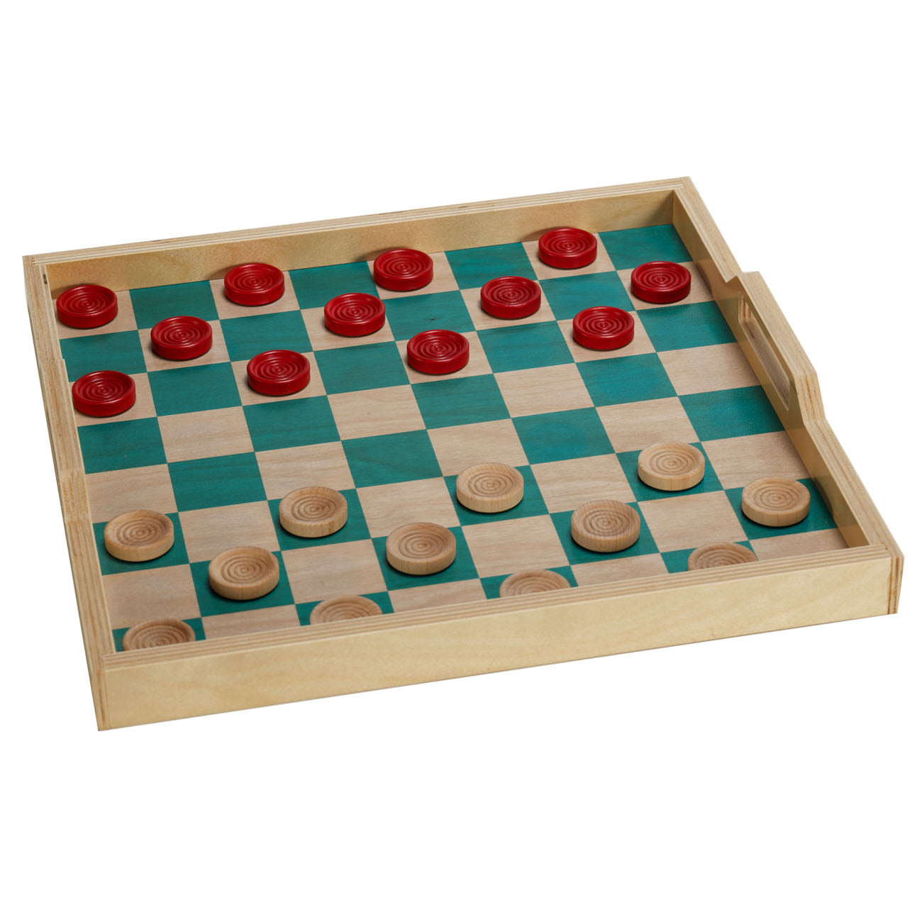 Checker Serving Tray Game Set - Teal