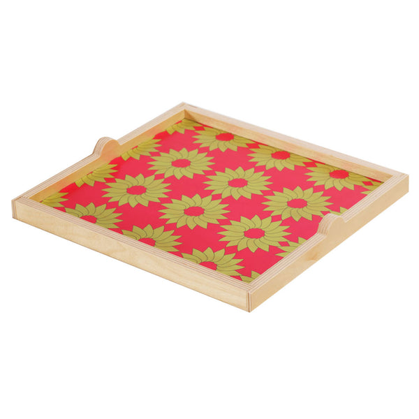 hot pink daisy square tray