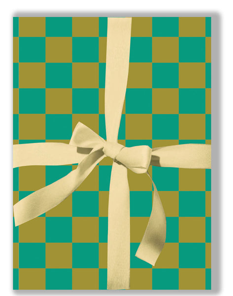 Checker yellow/teal wrapping paper